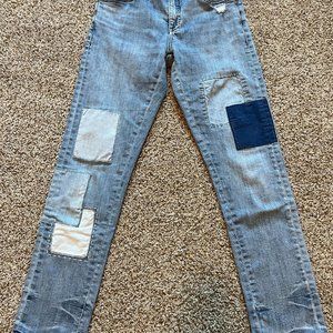 Pilcro and the Letterpress slim boyfriend patchwork jeans size 27